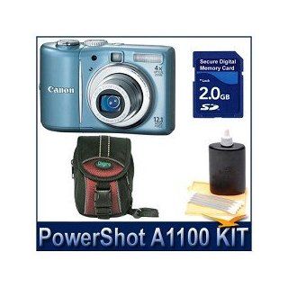 Canon PowerShot A1100IS 12.1 MP Digital Camera with 4x Optical Image Stabilized Zoom and 2.5 inch LCD (blue) Executive Kit With 2GB SD Memroy Card, Carrying Case and Cleaning Kit : Camera & Photo