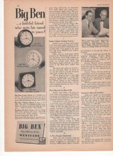 Big Ben Westclox Clock Alarm Chime Electric Home 1950 Farm Antique Advertisement: Everything Else