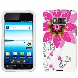 LG Optimus Elite Big Pink Flower on White Cover: Cell Phones & Accessories