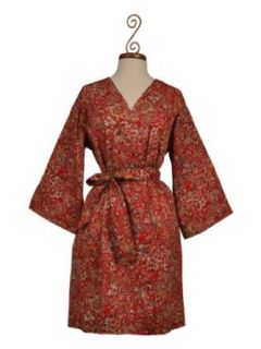 Dynasty Robes Women's Short Printed Red Cotton Robe with Kimono Collar  Asian Festival at  Womens Clothing store