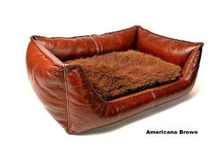 K 995 Luxury American Bison Leather Bolster Orthopetic Memory Foam Pet Bed : Pet Supplies