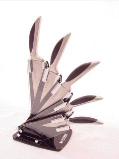 NEW KNIFE BLOCK Folding Acrylic w. 5 piece KNIVES SET: Kitchen & Dining