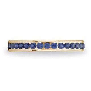 14K Yellow Gold 3mm Channel Set Benchmark Blue Sapphire Big Size Eternity Wedding Band Ring (1.13 cttw, AAA Quality) Size 11: Jewelry