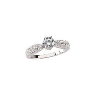 14K White Gold   Engagement Ring Mounting & Band: Jewelry