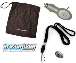 DreamGear Nintendo DS Silver Auto Charger, Black Wrist Lanyard Strap, 1 Silver Mini Screen Cleaner & Black Soft Carry All Bag Bundle Set: Video Games