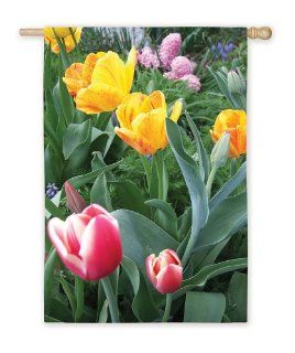 Spring Tulips Decorative House Flag : Outdoor Decorative Flags : Patio, Lawn & Garden