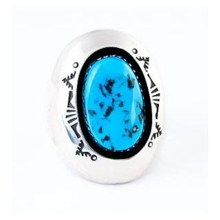 Navajo Silver Men's Turquoise Ring Size 10.5 a Goodluck: Jewelry