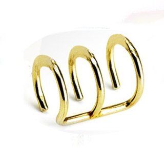 1   Gold IP over Surgical Steel Fake Cartilage ClipOn Triple Closure Ring Helix Cuff A97 Jewelry