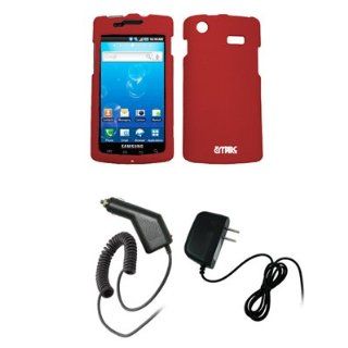 EMPIRE Red Rubberized Snap On Cover Case + Car Charger (CLA) + Home Wall Charger for AT&T Samsung Captivate I897: Cell Phones & Accessories