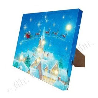 Gold Label Mr Christmas Illuminart Canvas Art Work Santa's Moonlite Sleigh Ride w/ Mini Led Lights Easel Back or Hang on Wall : Other Products : Everything Else