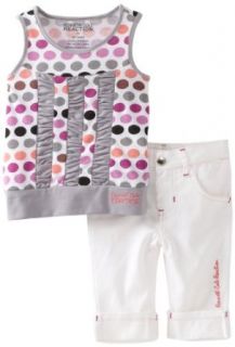 Kenneth Cole Baby girls Infant Dots Top And Capri Pant, Gray, 12 Months: Clothing