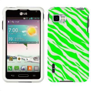T Mobile LG Optimus F3 Green White Zebra Print Phone Case Cover: Cell Phones & Accessories