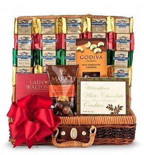 Chocolate Galore Gift Basket for Women   Thanksgiving / Holiday Christmas Gift Baskets Ideas. Gift for a woman. Christmas / Xmas Gift Basket Assortment for ladies   Delivery By Mail.: Everything Else