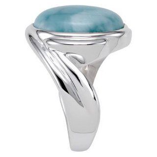IceCarats Designer Jewelry Sterling Silver Genuine Larimar Ring Size 9: IceCarats: Jewelry
