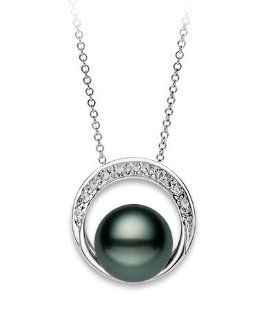 PremiumPearl 8 9mm AAA Quality Tahitian Pearl Pendant 14k Gold & Diamonds: Pendant Necklaces: Jewelry