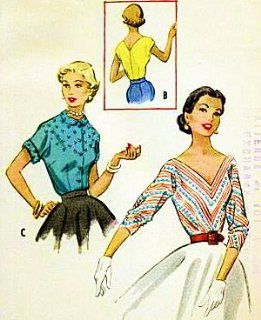 McCalls 9422 Misses Set of 3 Blouses, Tops, One Piece Bodice & Sleeve Sewing Pattern, Rockabilly Vintage 1953: Everything Else