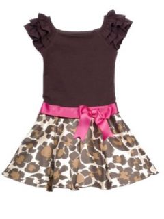 Rare Editions Girls 7 16 Cheetah Print Skater Pullover Dress, Brown/Tan, 12: Clothing