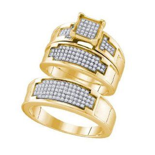 10K Yellow Gold 0.47TCW Diamond (Clarity I3 I4 Color K L) Wedding Ring Sets 7 Will Ship With Free Jewelry Gift Box: Jewelry