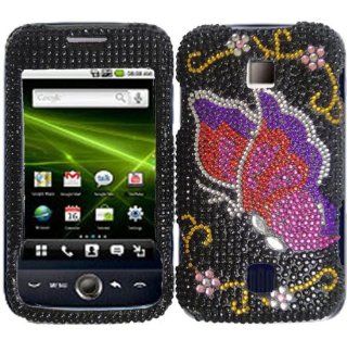 Pink Butterfly Full Diamond Bling Case Cover for Huawei Ascend M860: Cell Phones & Accessories
