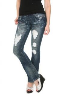 Almost Famous Blue Rinse Rhinestone Flare Jeans Size : 11 at  Womens Clothing store:
