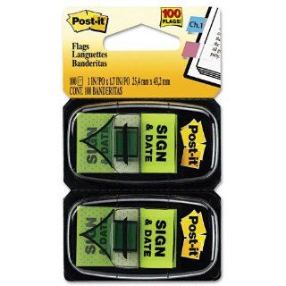 Post it Flags Products   Post it Flags   Arrow Message 1 Flags, Sign and Date, Green, 2 50 Flag Dispensers/Pack   Sold As 1 Pack   Get attention and get results!   Mark, tab, highlight and color code.   All flags are removable and repositionable. : Tape Fl