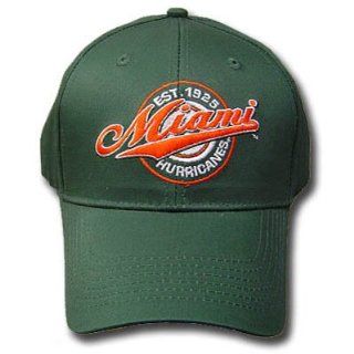 NCAA TWILL UM MIAMI HURRICANES 1925 CAP HAT GREEN ADJ : Sports Fan Baseball Caps : Sports & Outdoors