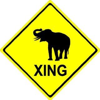 2" Elephant XING. Crossing zone Engineer grade reflective printed vinyl decal sticker for any smooth surface such as windows bumpers laptops or any smooth surface. 