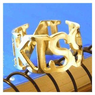 Personalized 18K Gold Plated Name Ring Any Size Big Letters Cut 