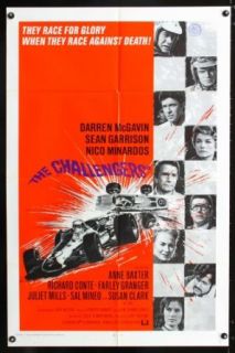 Challengers one sheet movie poster '70 Darren McGavin races for glory against death, cool F1 car racing artwork!: Entertainment Collectibles
