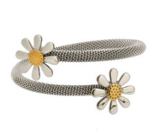 EDFORCE Stainless Steel Bangle with Gold Plated Flower (87 0130 B): EDFORCE: Jewelry