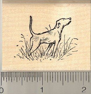English Pointer Dog Rubber Stamp   Wood Mounted