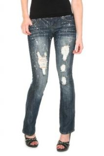 Almost Famous Blue Rinse Destroyed Flare Jeans Size  1