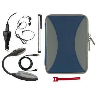 M EDGE Latitude Jacket Foldable Folio Cover Case for Kindle / Kindle Touch eReader   Blue (Also included: Stylus Pen, USB Cable, LED Book Light, Car Charger, Stereo Earphones, Velcro Tie): MP3 Players & Accessories