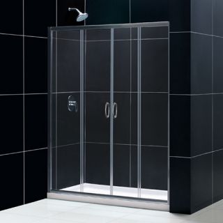 Dreamline DL6960L04CL Frameless Shower Door, 30 by 60 Visions Sliding amp; SlimLine Single Threshold Base Left Hand Drain