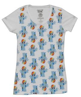 My Little Pony Rainbow Dash Cartoon Mighty Fine Juniors Babydoll T Shirt Tee: Movie And Tv Fan T Shirts: Clothing