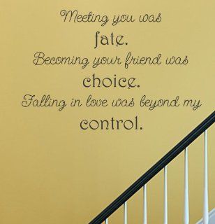 Meeting you was fate. Becoming your friend was choice. Falling in love was beyond my control. Vinyl Wall Decals Quotes Sayings Words Art Decor Lettering Vinyl Wall Art Inspirational Uplifting  Nursery Wall Decor  Baby