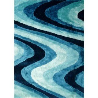 turquoise Modern Hand Carved Shag Area Rug approximately 1 inch thick Hand Tufted size 5' x 7'  
