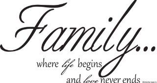 Family Wall Decals family Where Life Begins and Love Never Ends Wall Decal Saying home & Art Wall Quote Decor family Wall Quotes   Prints