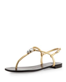 kate spade new york stacey jewel t strap sandal, gold