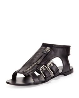 B Brian Atwood Carbinia Triple Buckle Cage Sandal, Black/White