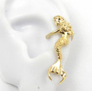 Gold Vermeil Sitting Mermaid Ear Cuff Earring Left ear Jewelry
