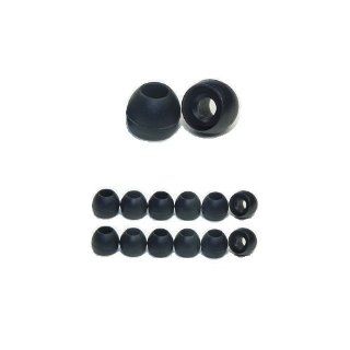 12 pairs   Extra Small   replacement headphone earphone tips for Panasonic and other brands. 6 pr. black, 6 pr. clear, plus free memory foam ear cushion sample (fit information below): Electronics