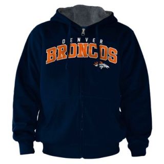 Denver Broncos Extra Point Full Zip Fleece Hoodie   Navy Blue