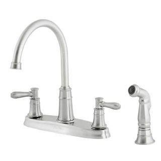 Pfister Harbor Stainless Steel 2 Handle High Arc Kitchen Faucet Side with Side Spray