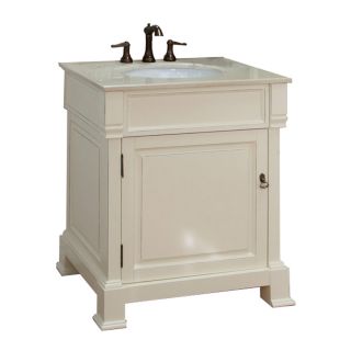 Bellaterra Home 30 in x 22.5 in Cream White (Rub Edge) Undermount Single Sink Bathroom Vanity with Natural Marble Top