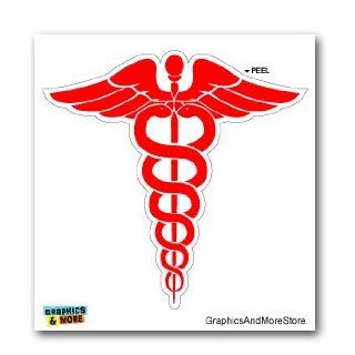 Caduceus Medical Symbol Red   Doctor MD RN EMT   Window Bumper Locker Sticker: Automotive