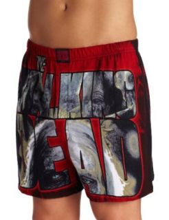 Briefly Stated Men's Walking Dead Logo Knit Boxer, Multi, Large: Clothing