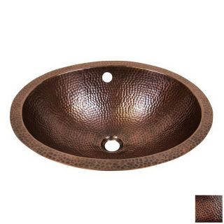 The Copper Factory Artisan Antique Copper Copper Undermount Oval Bathroom Sink with Overflow (Drain Included)