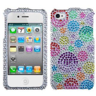 Hard Plastic Snap on Cover Fits Apple iPhone 4 4S Rainbow Bigger Bubbles Full Diamond/Rhinestone Plus A Free LCD Screen Protector AT&T, Verizon (does NOT fit Apple iPhone or iPhone 3G/3GS or iPhone 5/5S/5C): Cell Phones & Accessories