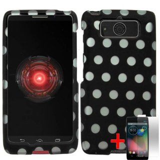 MOTOROLA DROID MINI XT1030 BLACK WHITE POLKA DOTS COVER SNAP ON HARD CASE + FREE SCREEN PROTECTOR from [ACCESSORY ARENA]: Cell Phones & Accessories